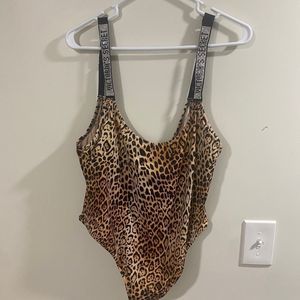 Victoria Secret rhinestone  Strap leopard print One Piece Swimsuit size L